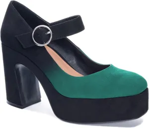 FOWT Classic Platform Mary Jane Shoes for Women Ankle Buckle Strap Pumps Solid Color High Chunky Heels Goth Lolita Punk Oxfords Faux Suede Upper Square Toe Gradient Color Girls Female Size 4-16 US
