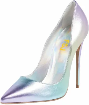 FSJ Women Formal Pointed Toe Pumps High Heel Sexy Stilettos Slip On Office Cute Evening Dress Shoes Size 4-15 US