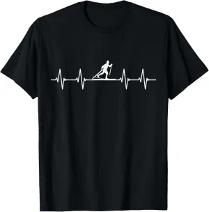 Funny Cross Country Outfit Heartbeat Ski T-Shirt