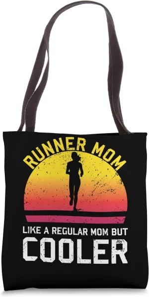 Funny Sport Mother Workout Vintage Runner Mom Running Sunset Tote Bag