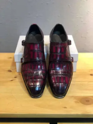 GENUINE CROCODILE MONK STRAP LACE UPS