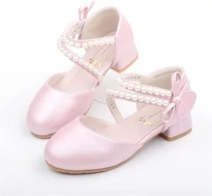 Girls Dress Shoes Mary Jane Flower Girl Low Heels Princess Shoes for Wedding Party 5544