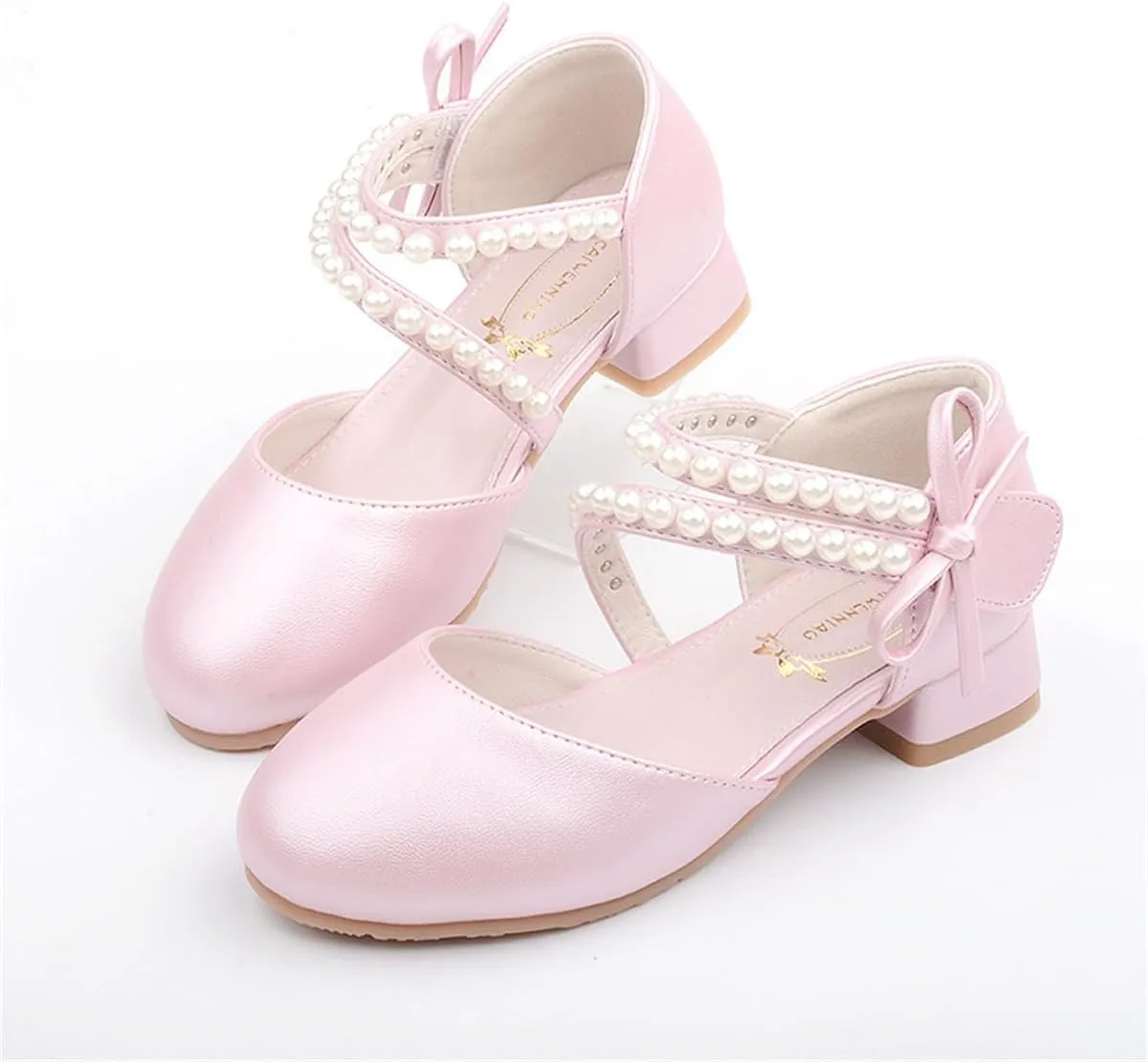 Girls Dress Shoes Mary Jane Flower Girl Low Heels Princess Shoes for Wedding Party 5544