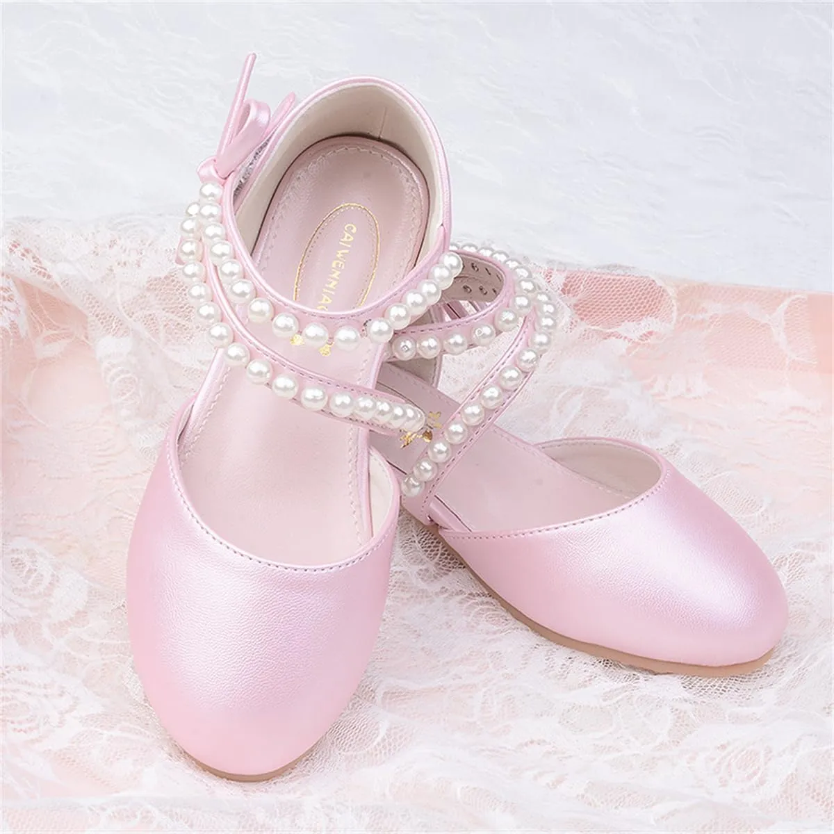 Girls Dress Shoes Mary Jane Flower Girl Low Heels Princess Shoes for Wedding Party 5544
