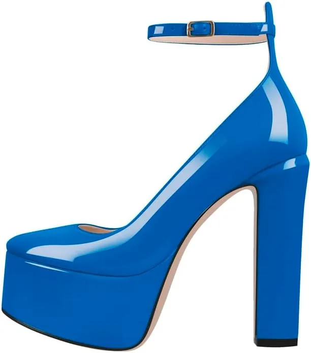 High Heels, Ankle Strap High Heeled Platform Women's Shoes, Sexy Comfortable Round Toe Closed Toe Pumps