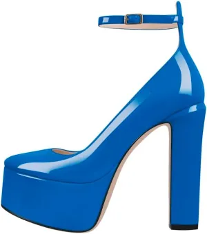 High Heels, Ankle Strap High Heeled Platform Women's Shoes, Sexy Comfortable Round Toe Closed Toe Pumps
