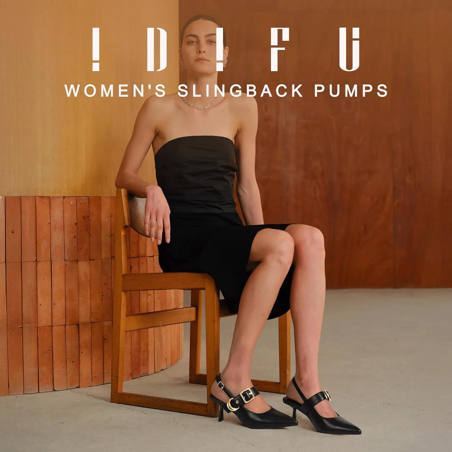 IDIFU IN3 Kitten Heels Slingback Closed Pointed Toe Low Pumps Dress Shoes for Women Bride Ladies Guest Comfortable Dressy Formal Cute Wedding Office Work Business Buckle Heels Pumps