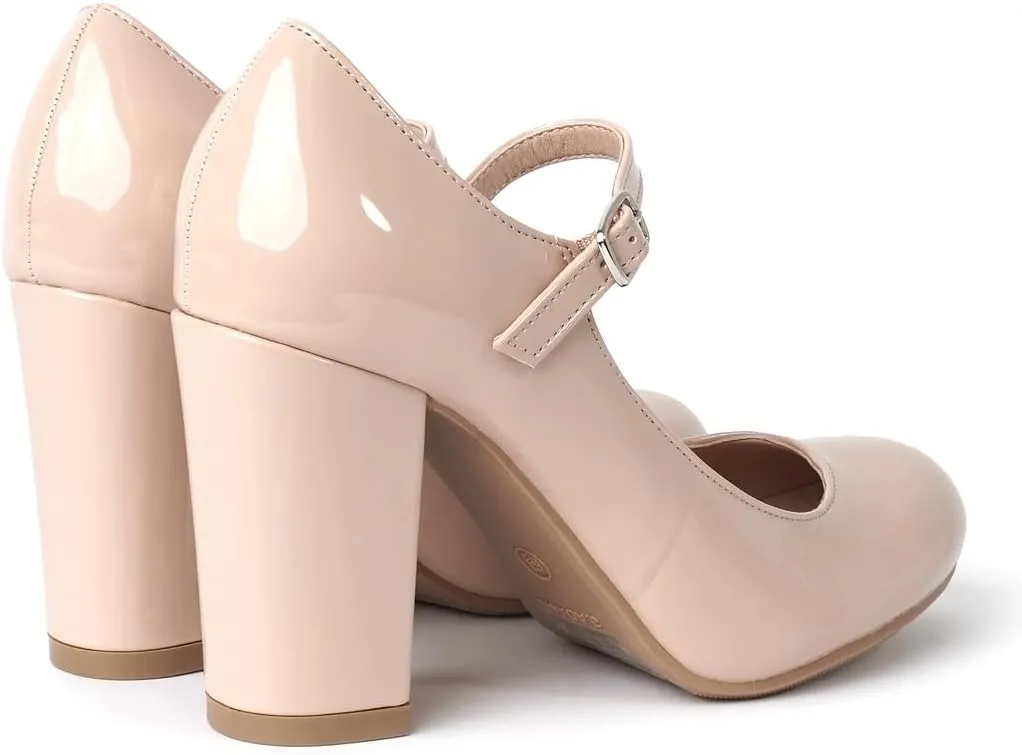 J. Adams Skippy Heels for Women - Round Toe Chunky High Heel Mary Jane Pumps