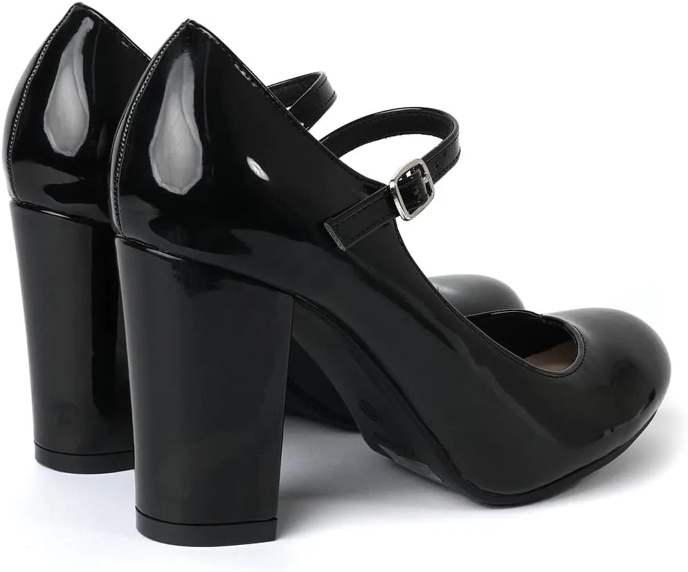 J. Adams Skippy Heels for Women - Round Toe Chunky High Heel Mary Jane Pumps