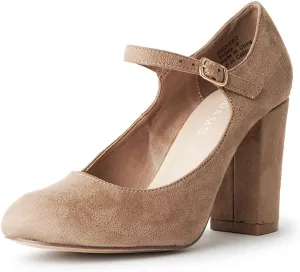 J. Adams Skippy Heels for Women - Round Toe Chunky High Heel Mary Jane Pumps