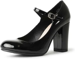 J. Adams Skippy Heels for Women - Round Toe Chunky High Heel Mary Jane Pumps