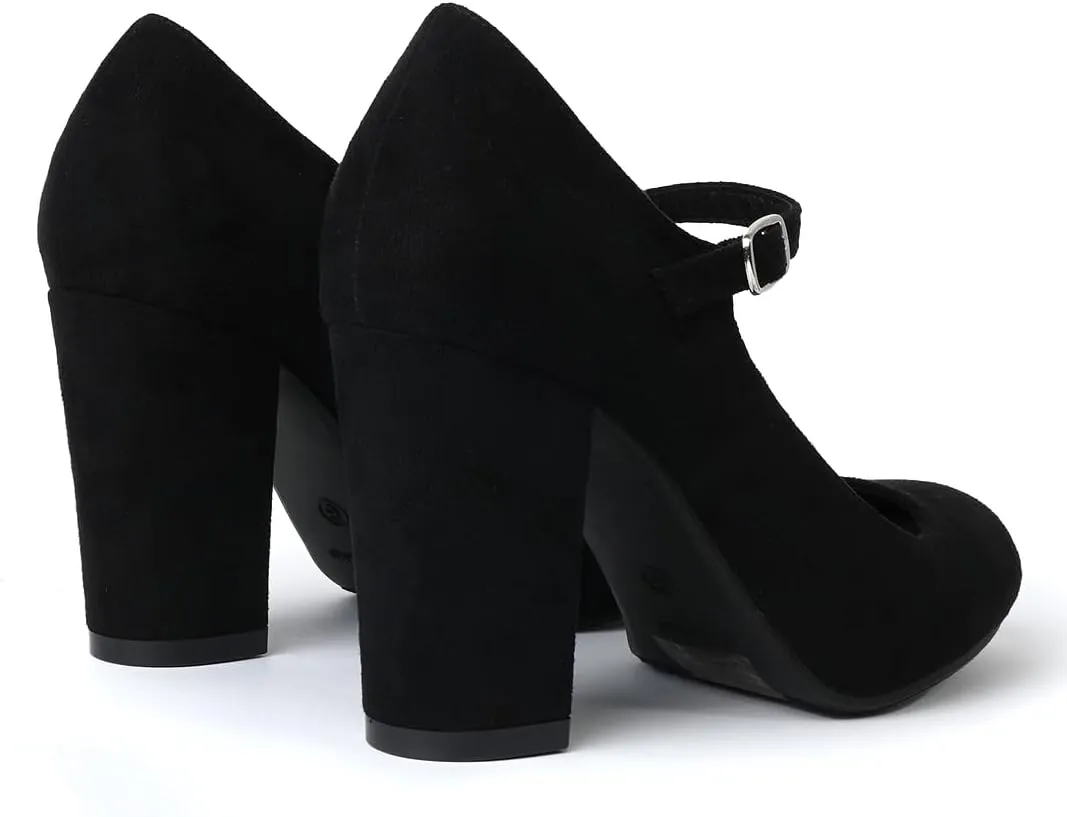 J. Adams Skippy Heels for Women - Round Toe Chunky High Heel Mary Jane Pumps