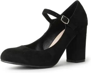 J. Adams Skippy Heels for Women - Round Toe Chunky High Heel Mary Jane Pumps