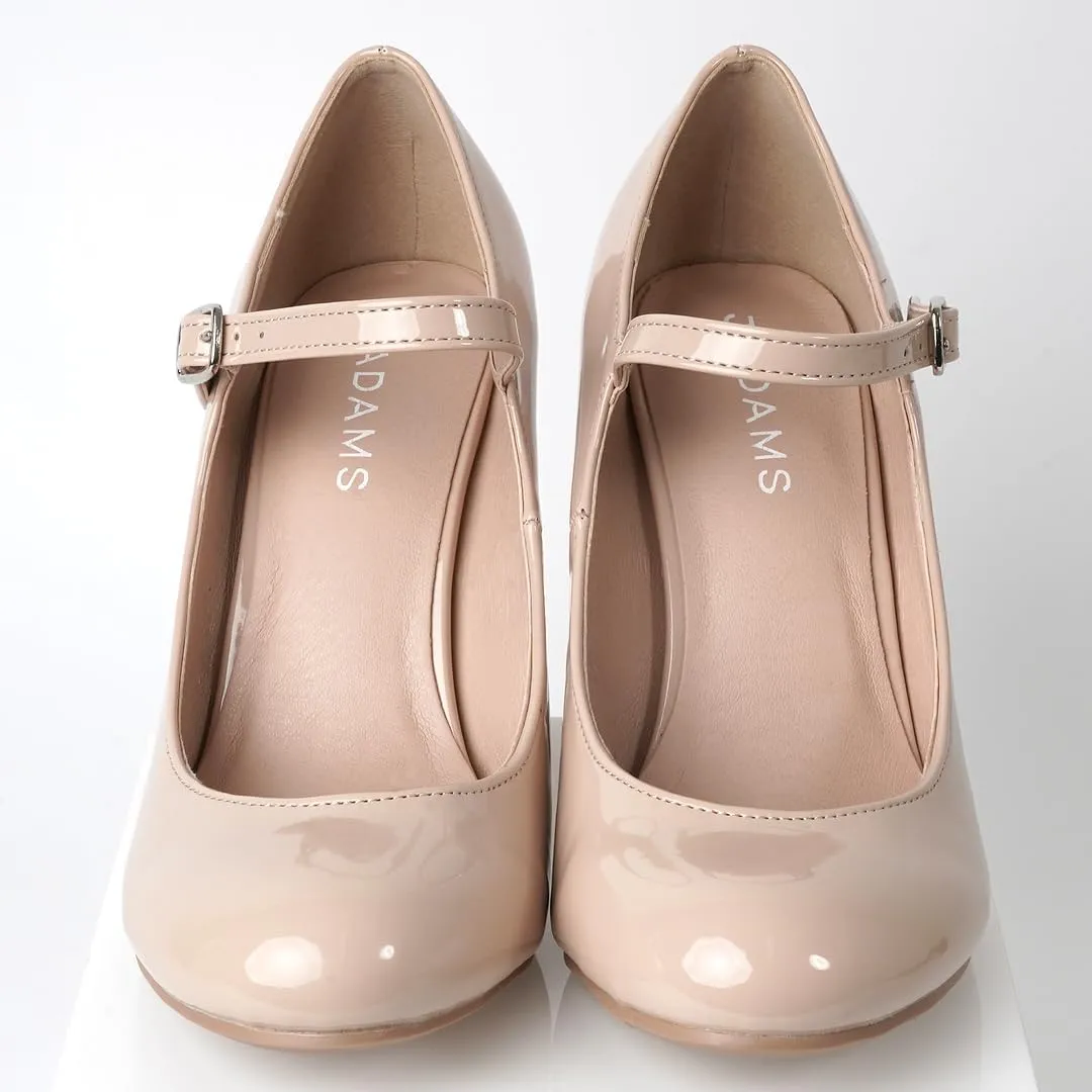 J. Adams Skippy Heels for Women - Round Toe Chunky High Heel Mary Jane Pumps
