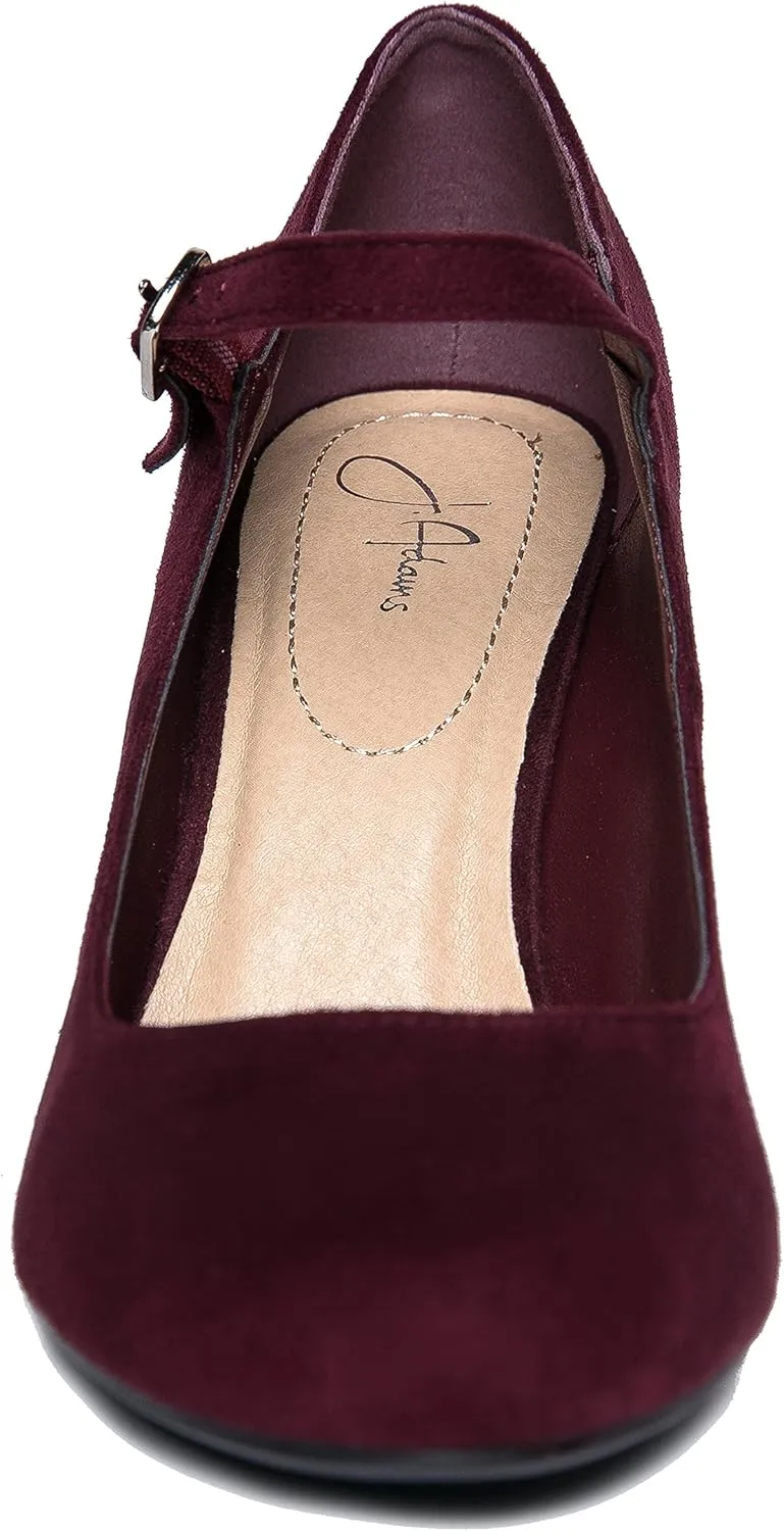J. Adams Skippy Heels for Women - Round Toe Chunky High Heel Mary Jane Pumps