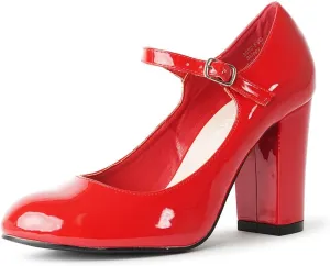 J. Adams Skippy Heels for Women - Round Toe Chunky High Heel Mary Jane Pumps