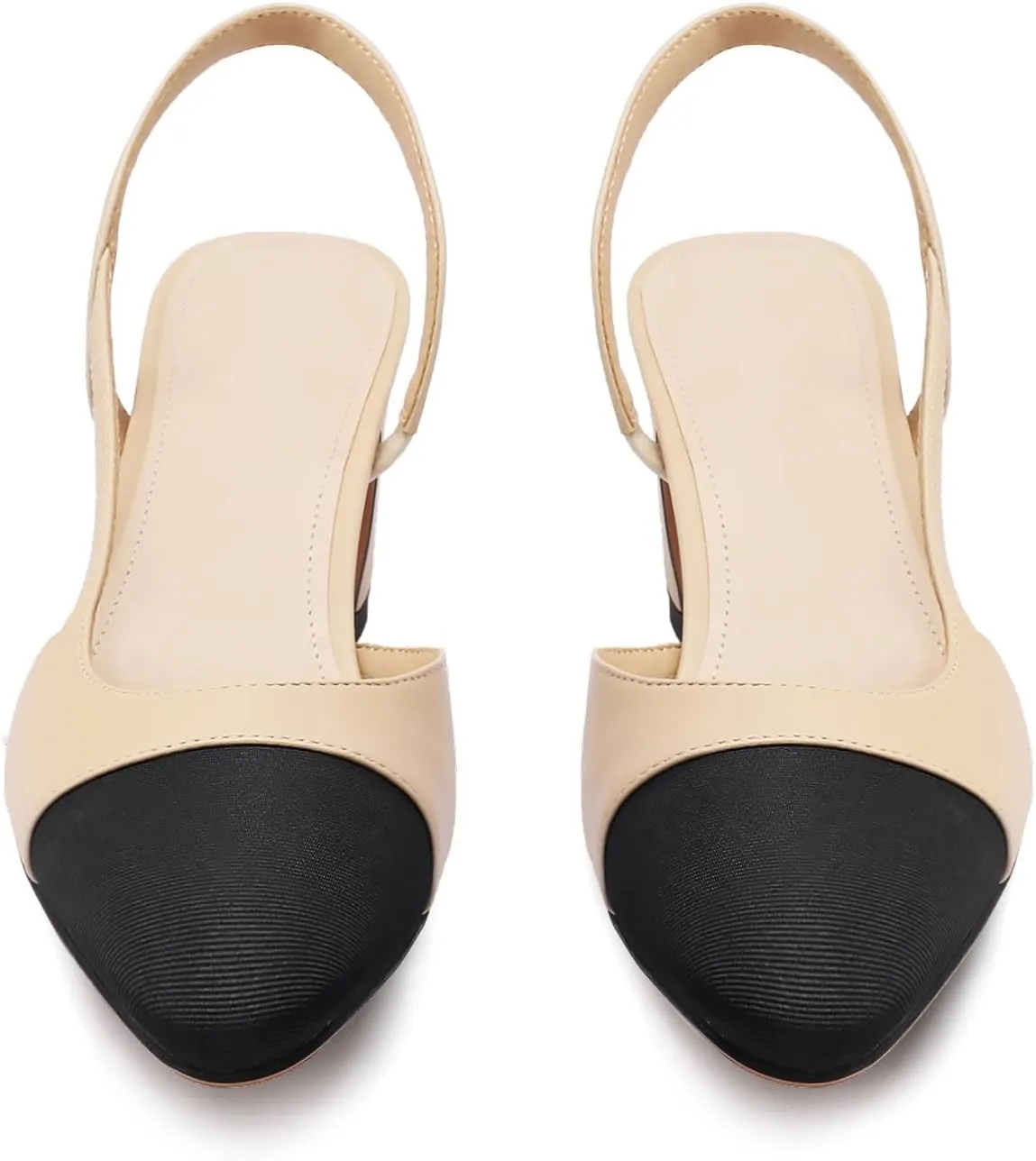 JiaBinji Slingback Heels for Women Two Tone Closed Round Toe Casual Pumps