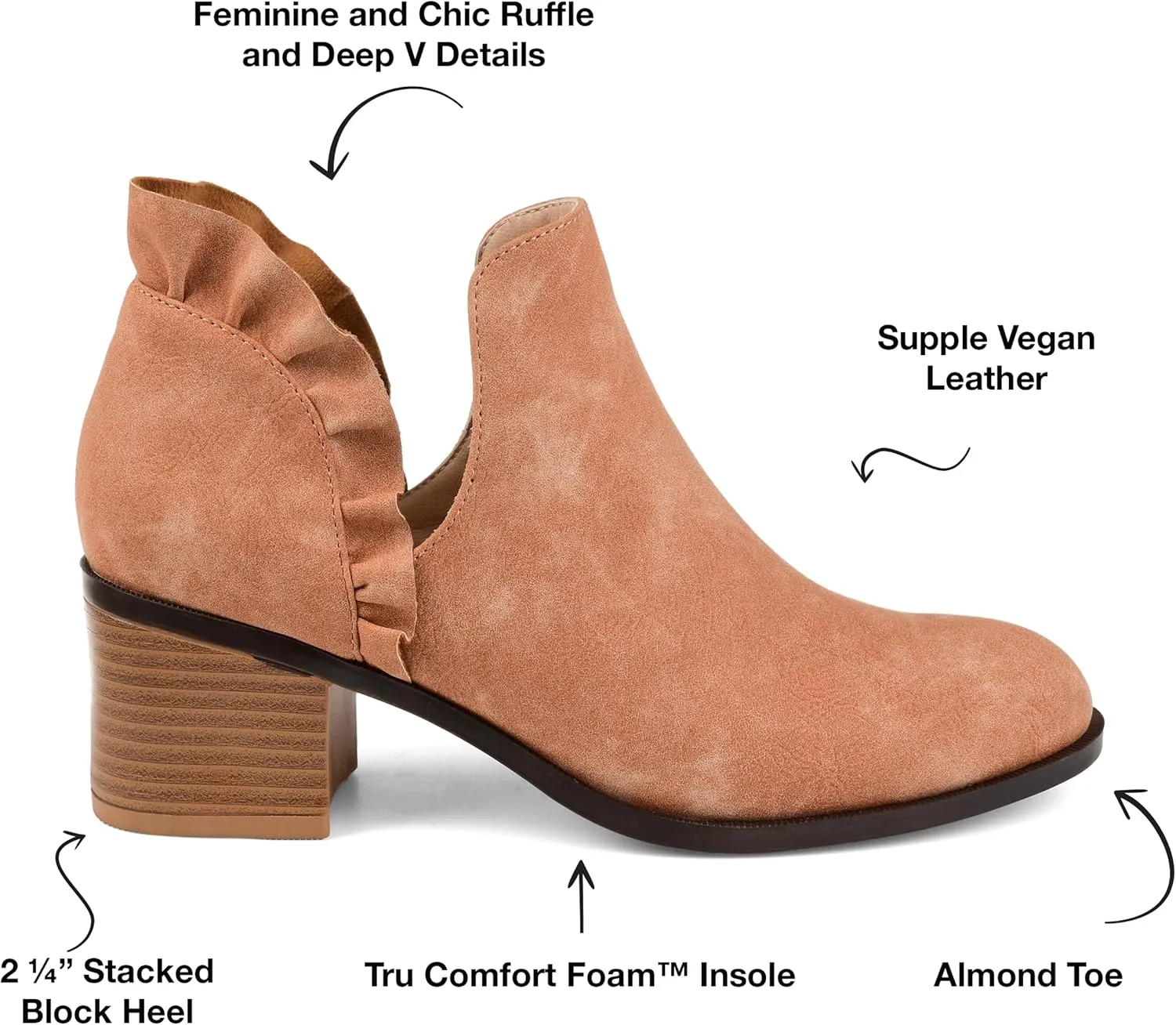 Journee Womens Lennie Tru Comfort Foam Slip On Stacked Heel Booties