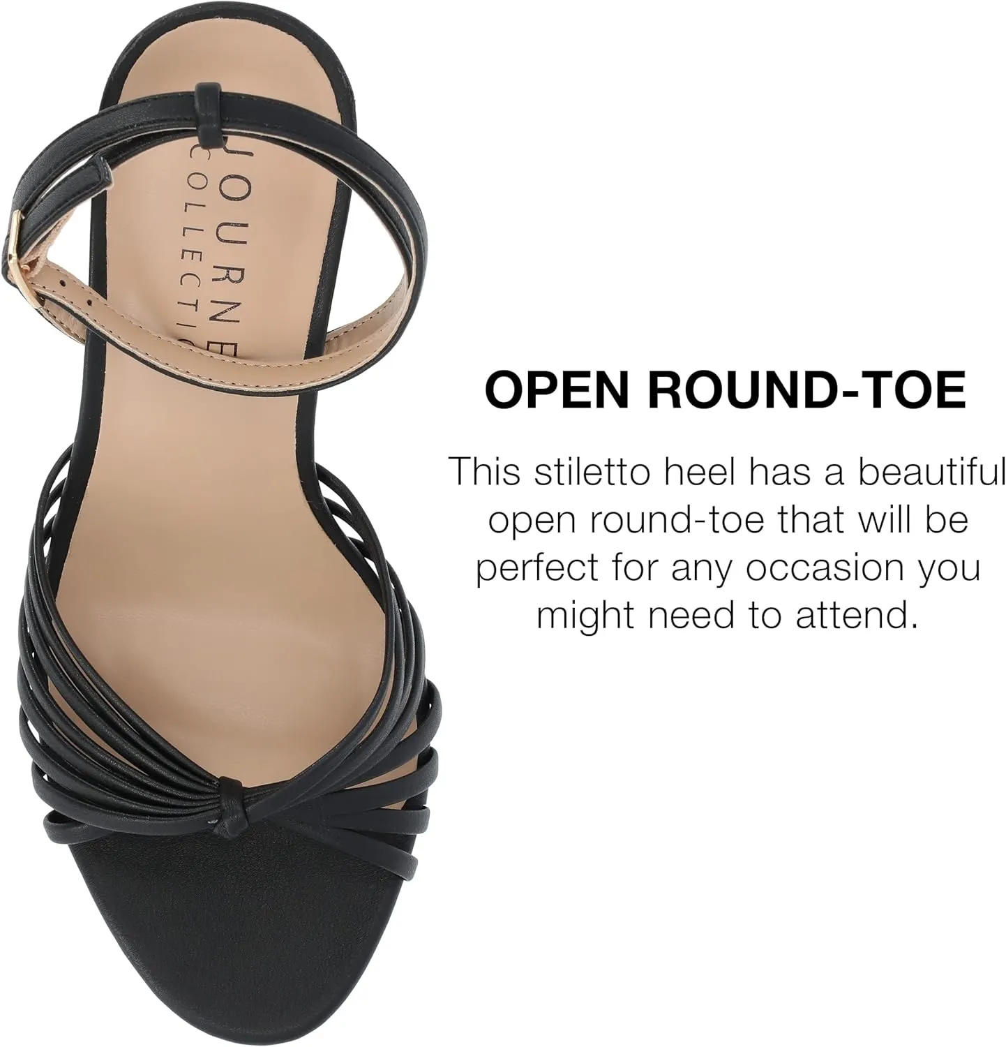 Journee Womens Vanita Multi Strap Stiletto Open Toe Dress Sandals