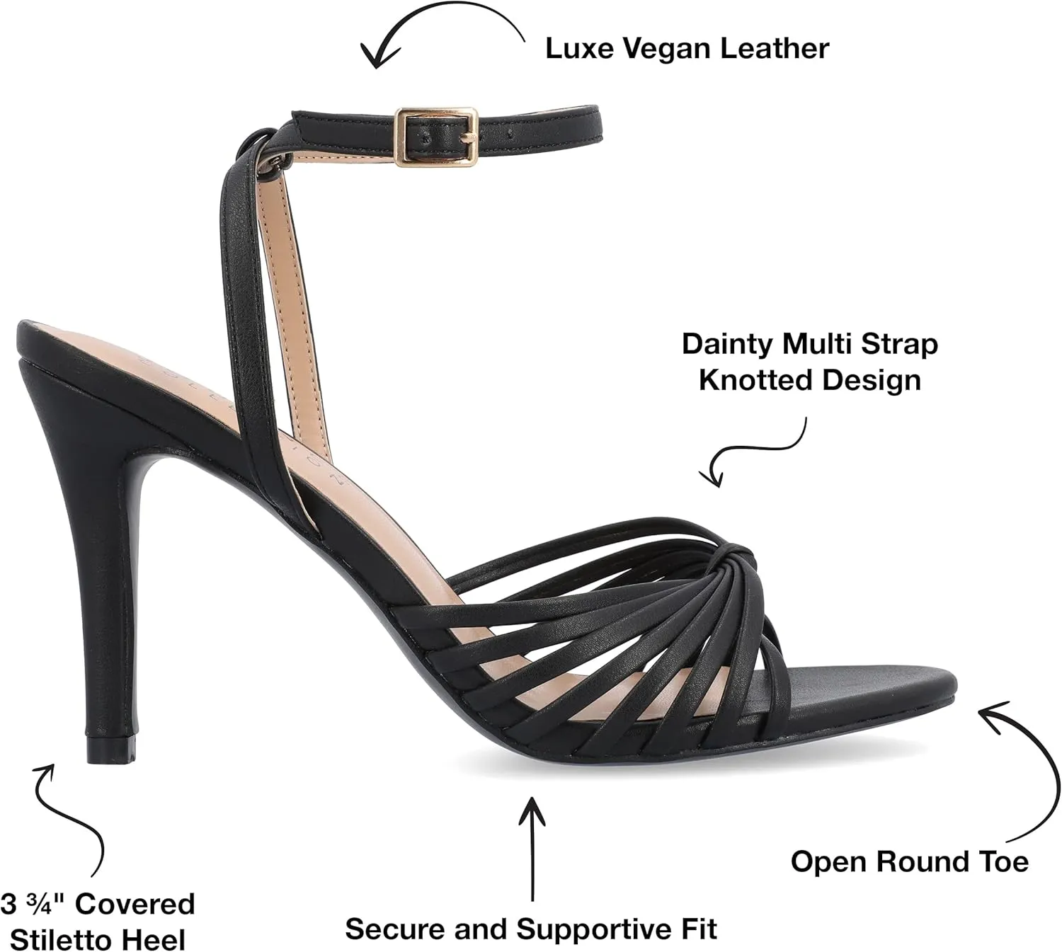 Journee Womens Vanita Multi Strap Stiletto Open Toe Dress Sandals
