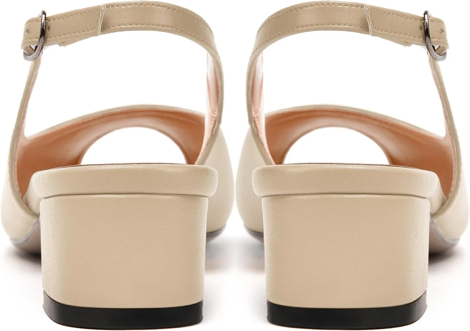 JUSTDANNI Womens Bridal Peep Toe Dress Slingback Buckle Matte Fashion Chunky Low Heel Pumps Shoes 1.5 Inch