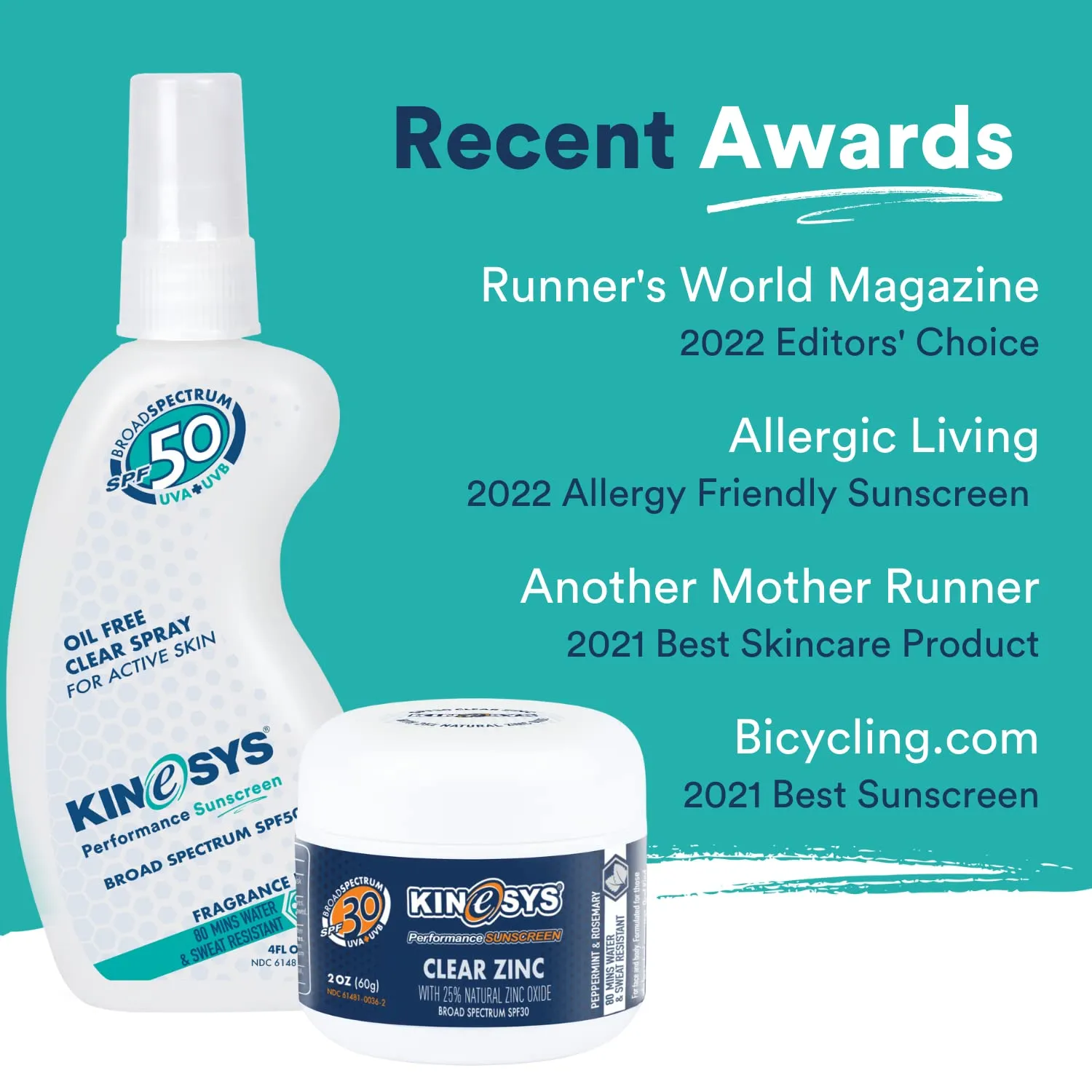 KINeSYS Fragrance Free Clear Spray Sunscreen for sensitive skin, SPF 50, Hypoallergenic, Broad Spectrum UVA/UVB protection Face & Body; PABA and Oxybenzone FREE, 170  Sprays, 1 Fl Oz/30 ml (Pack of 2)
