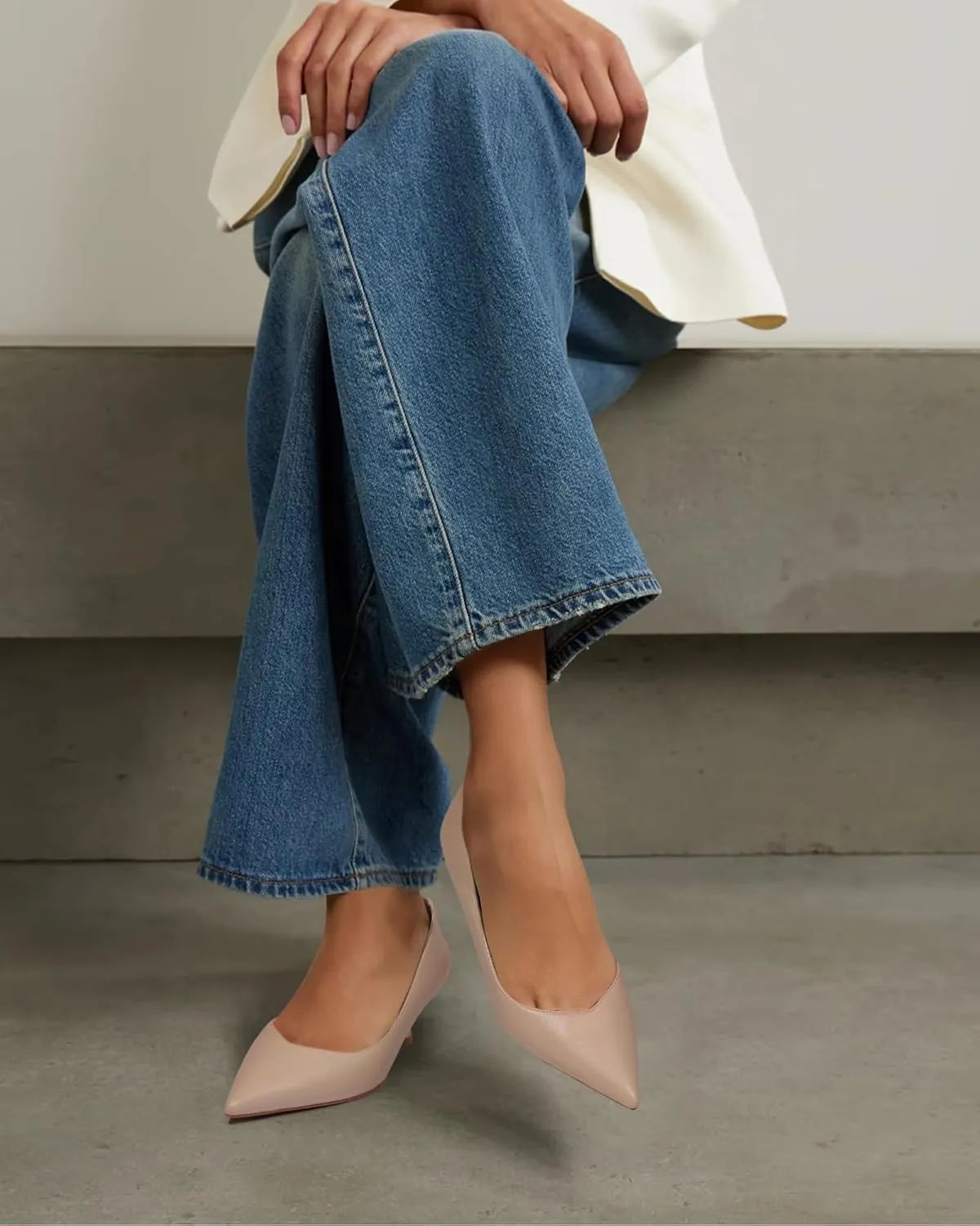Kitten Heels for Women Pumps Closed Pointed Toe Heels 2 in Low Heels Comfy Formal Work Pumps