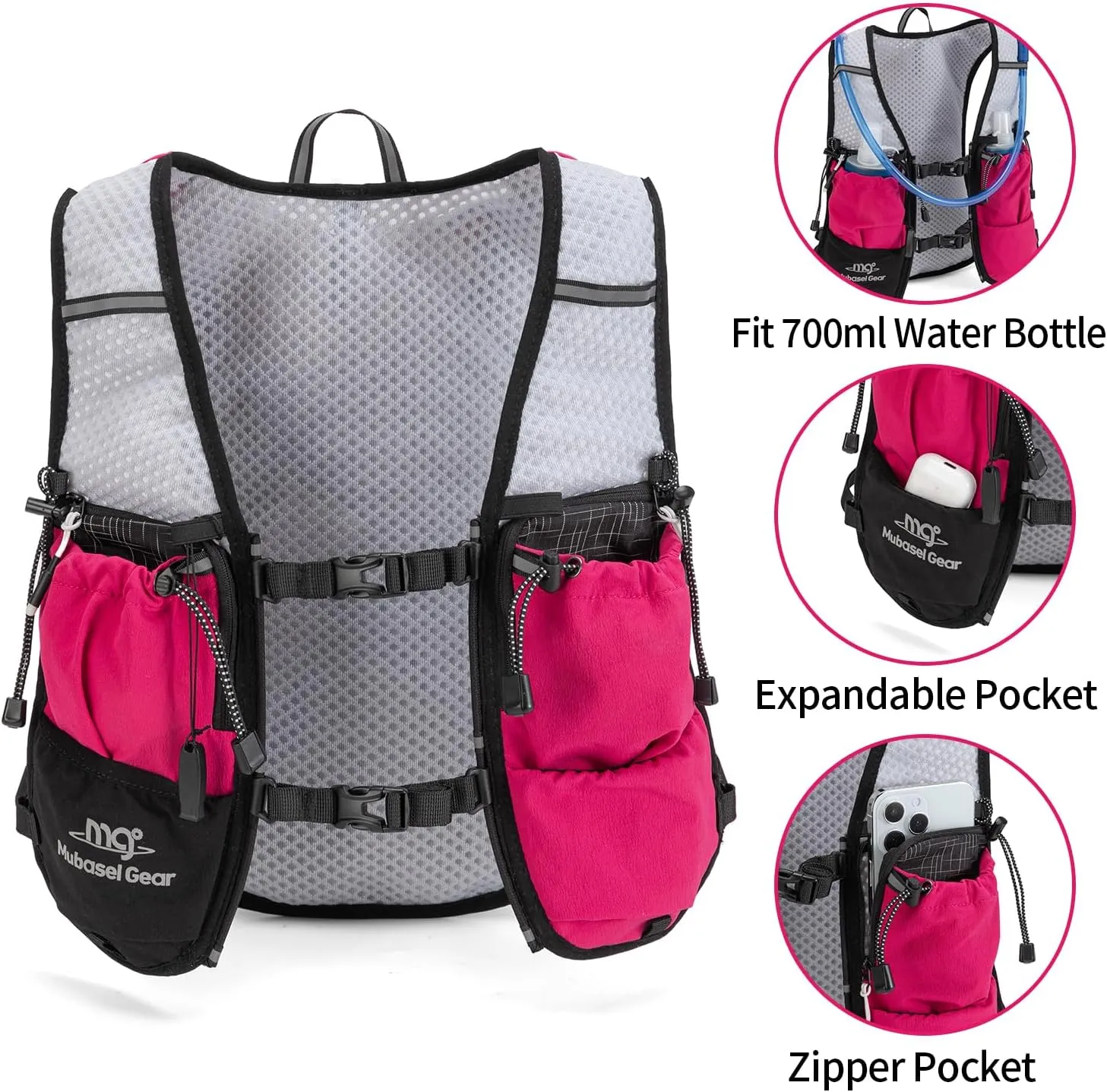 Lightweight Running Vest for Women & Men Hydration Backpack Pack with 1.5L Water Bladder Bag Running Gear Accessories for Hiking Marathon Trail Cycling
