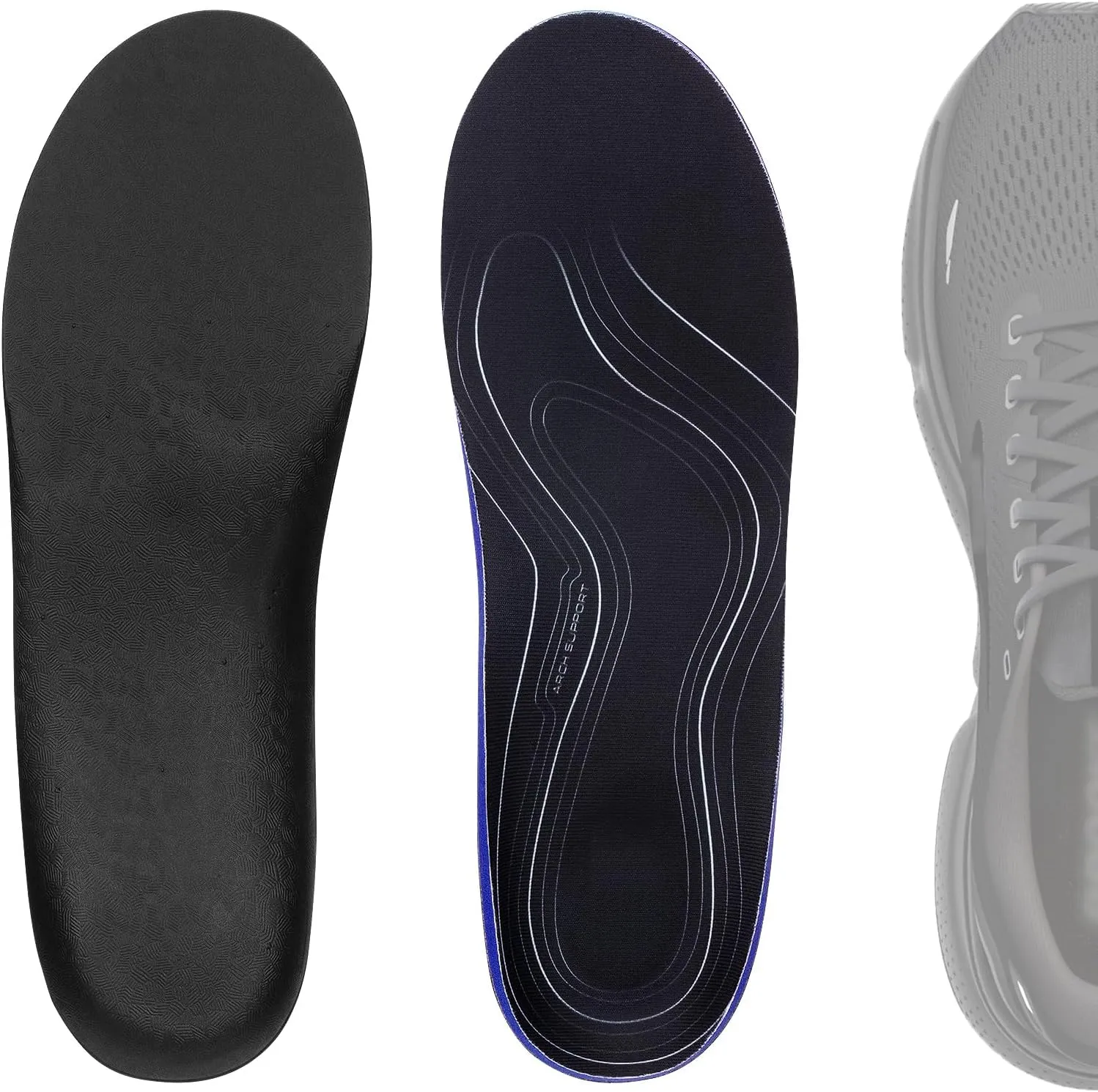 Linkidea 2 Pairs Arch Support Shoe Insoles Compatible with Brooks Ghost 15, GTS 23, Anthem 6, Replacement Shoe Inserts, Shock Absorption Cushion (US Men 8/Women 9.5)