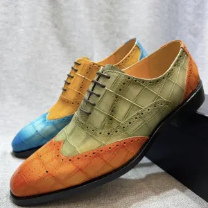 Men's Genuine Leather Wingtip Oxfords Shoes