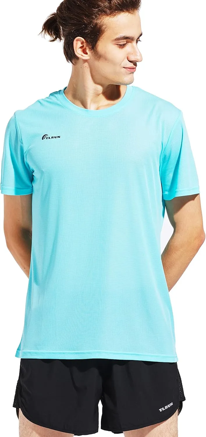 Men's Ultra Lightweight Running Shirts, Dry Fit Marathon Top Tee, Cool Short Sleeve Athletic T-Shirts