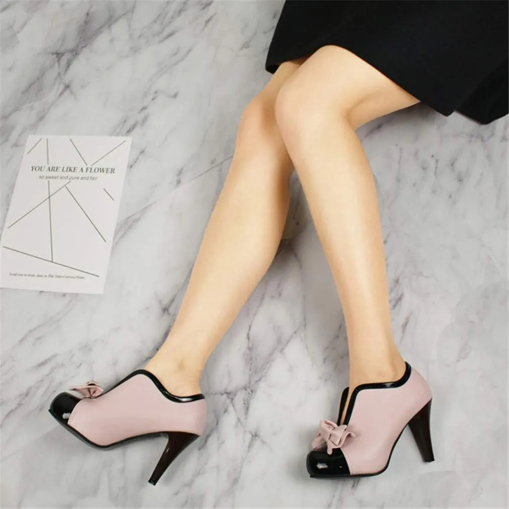 MFairy Fashion Classic Platform Pumps for Women with Bowties Sexy High Heeled Slip on Shoes
