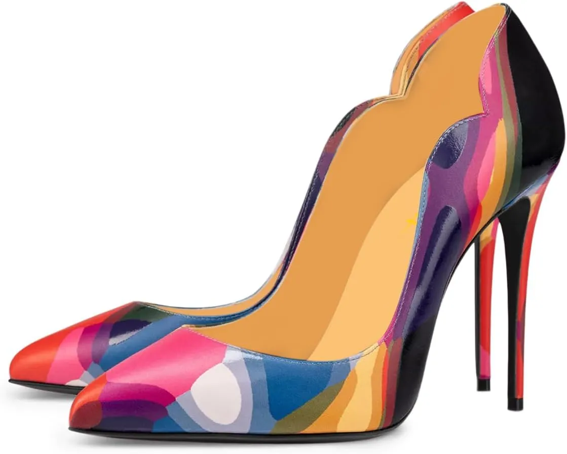 Milooey shoes Women's Sexy Stiletto High Heels Closed Pointed Toe Pumps Slip On Fashion Dress Party Club Shoes Size 4-16 US