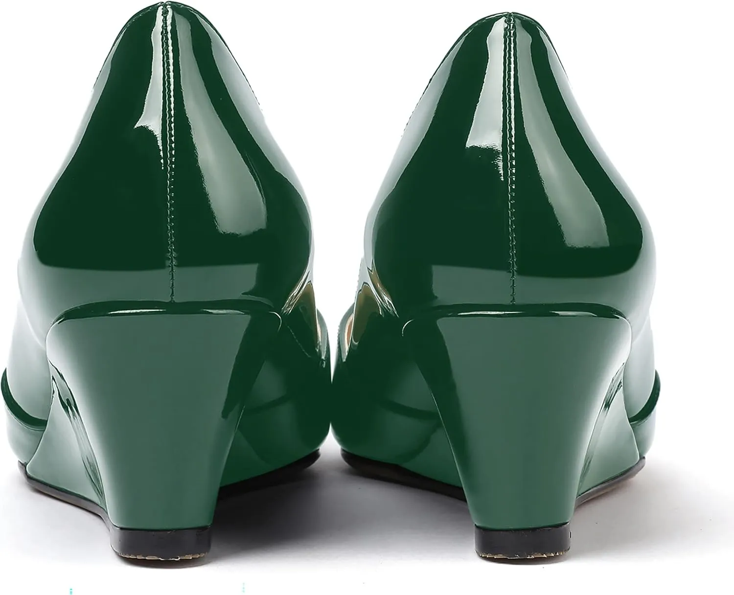 MODENCOCO Women's Slip On Professional Office Pointed Toe Patent Wedge Low Heel Pumps Shoes 2 Inch