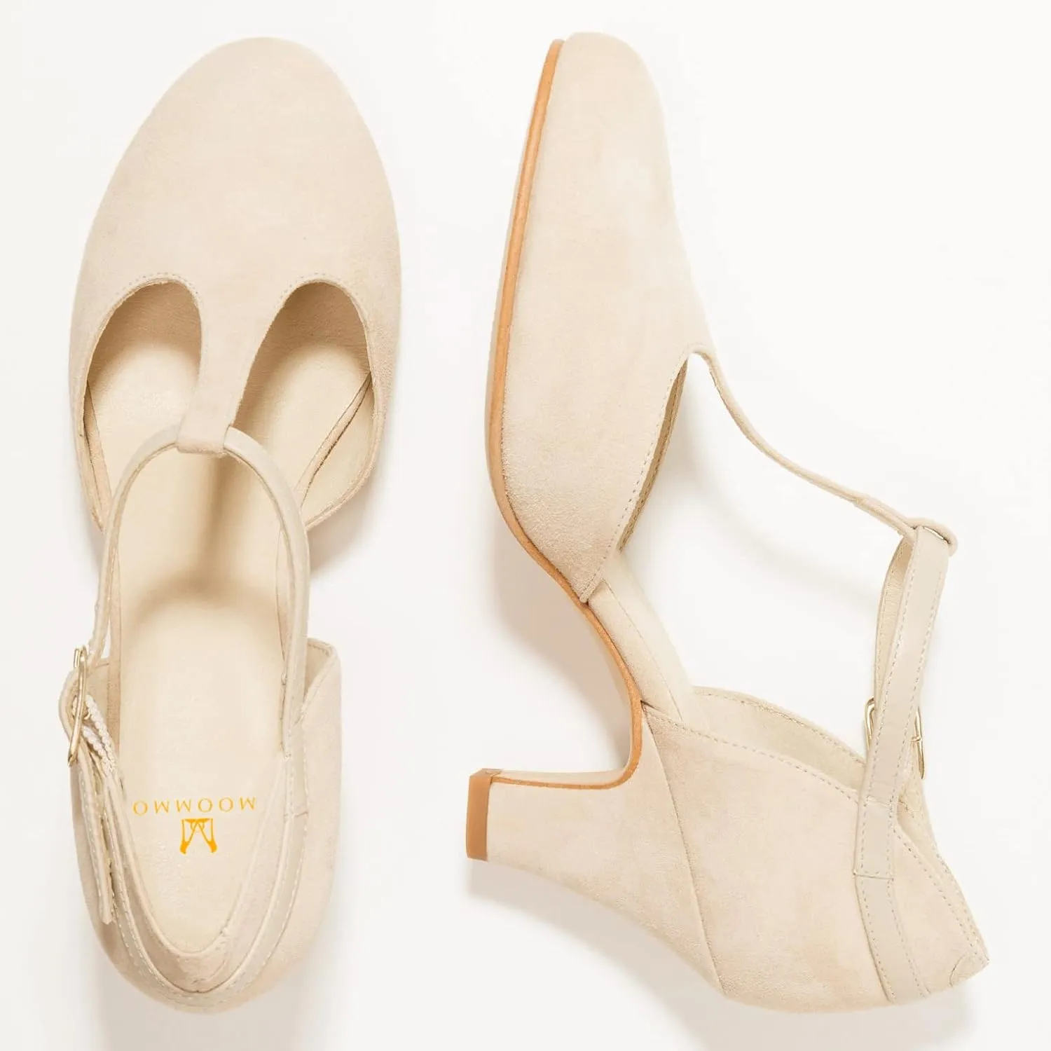 MOOMMO Women Elegant Kitten Heel Mary Jane Pumps Shoes Ankle T-Strap Round Closed Toe Cut-Out Dress Sandals Shoe Chunky Block Heels D-Orsay Suede Work Pump Fall fashion Office Wedding Spring 4-13 M US