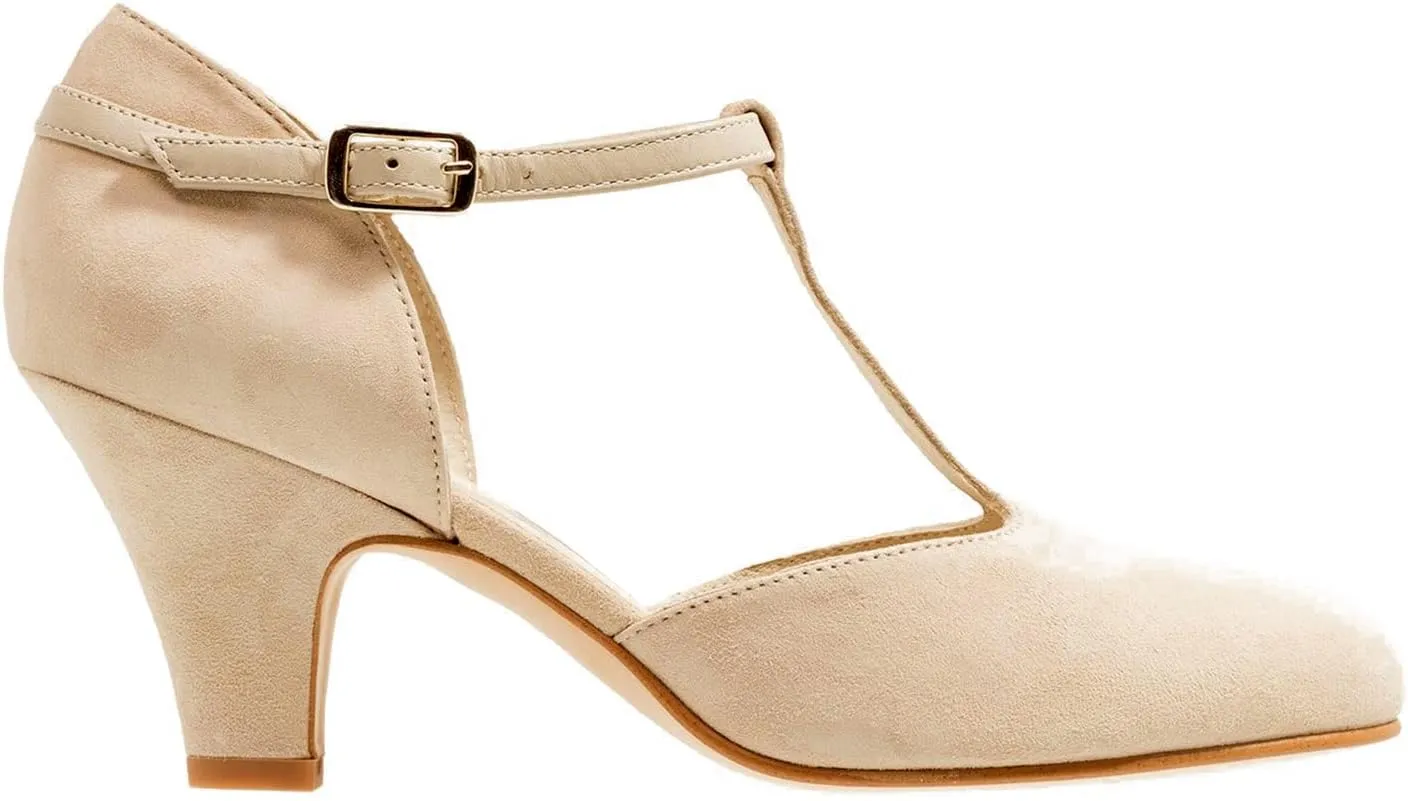 MOOMMO Women Elegant Kitten Heel Mary Jane Pumps Shoes Ankle T-Strap Round Closed Toe Cut-Out Dress Sandals Shoe Chunky Block Heels D-Orsay Suede Work Pump Fall fashion Office Wedding Spring 4-13 M US