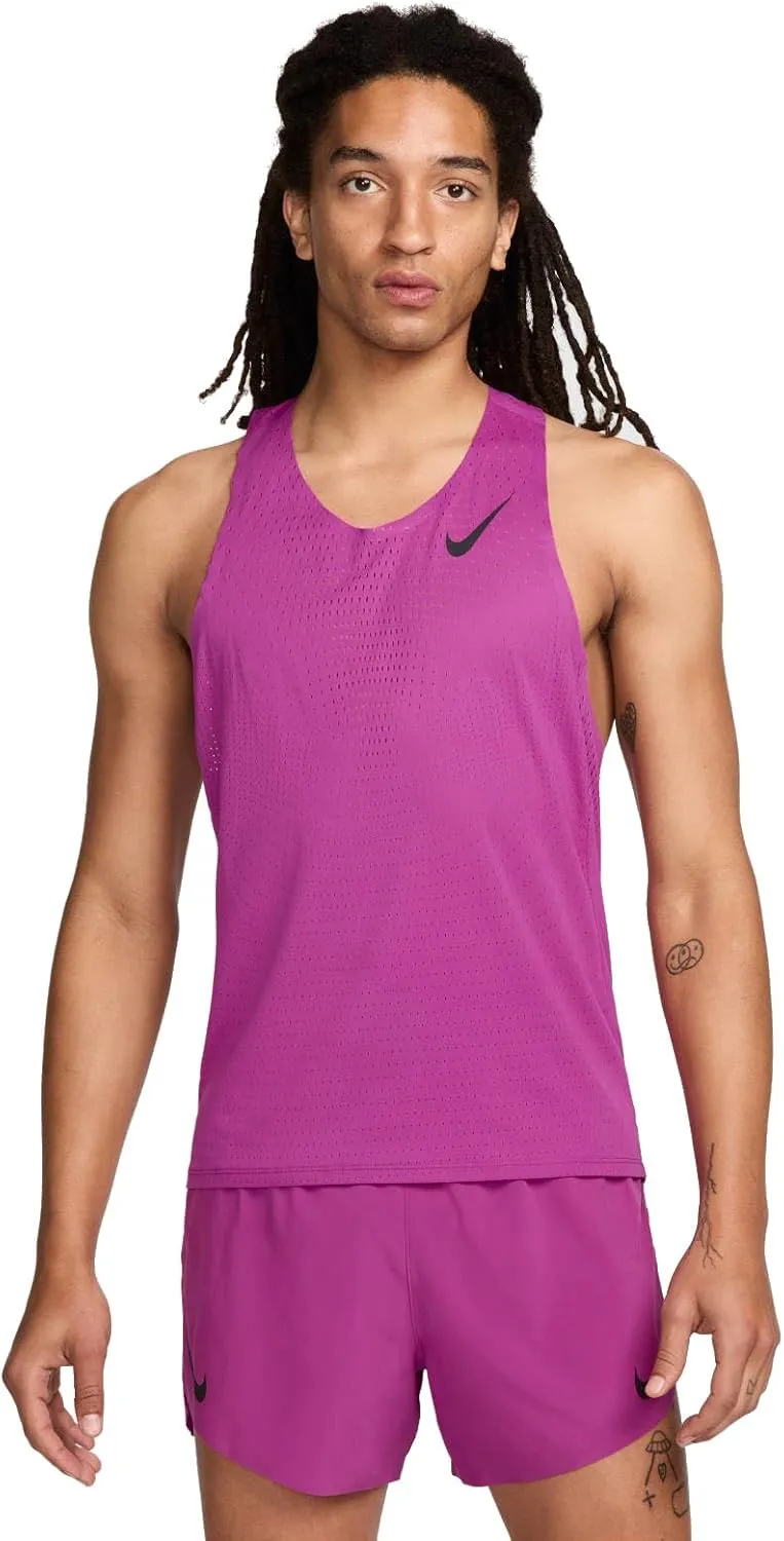Nike AeroSwift Men's Dri-FIT ADV Running Singlet (Hot Fuchsia/Black, FN4231-518) Size Medium