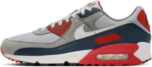Nike Air Max 90 Men's Shoes (DM0029-005, Light Smoke Grey/Armory Navy/Fire Red/Phantom) Size 7