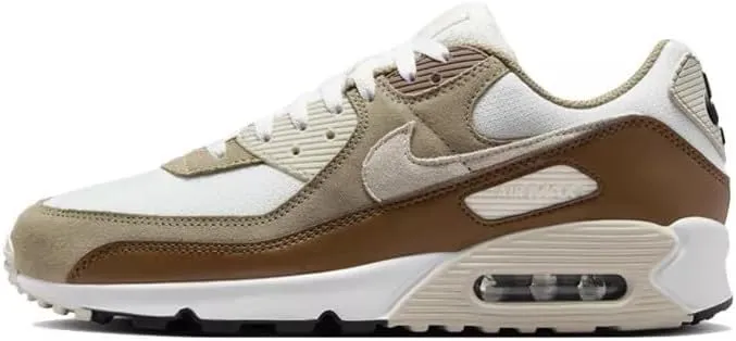 Nike Air Max 90 Men's Shoes (DM0029-109, Summit White/Khaki/Light Orewood Brown/Black) Size 7.5
