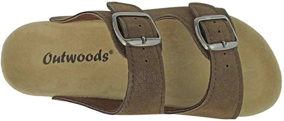 OUTWOODS Women's Bork-46 Vegan Leather Adjustable Double-Strap Slip-On Sandals