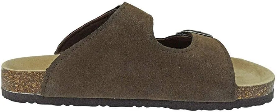 OUTWOODS Women's Bork-46 Vegan Leather Adjustable Double-Strap Slip-On Sandals