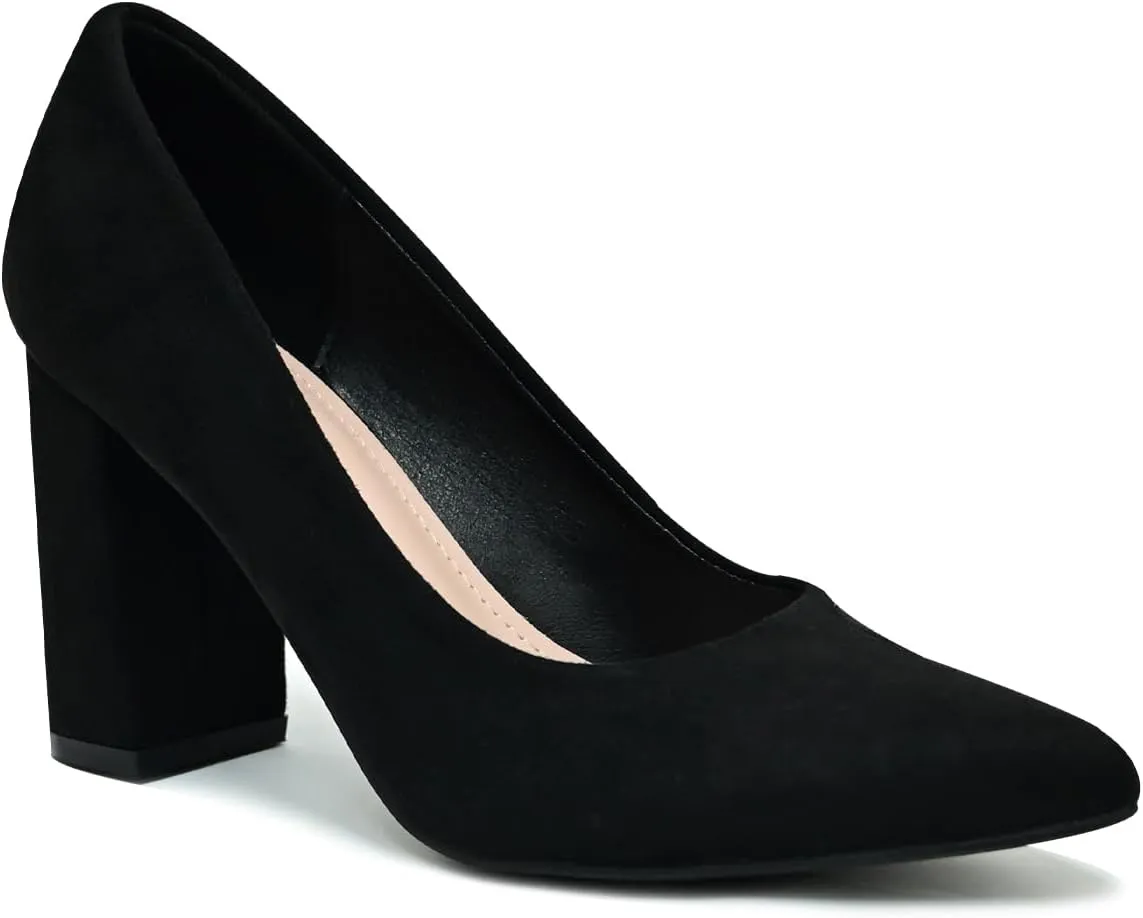 Pointed Toe Chunky Heels for Women High Heels Women's Pumps Closed Toe Slip On Comfortable Heels Pumps Shoes Trendy Classic Pumps Dress Shoes for Prom, Work, Wedding Bride Bridesmaid