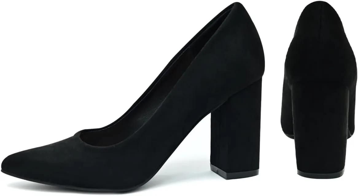 Pointed Toe Chunky Heels for Women High Heels Women's Pumps Closed Toe Slip On Comfortable Heels Pumps Shoes Trendy Classic Pumps Dress Shoes for Prom, Work, Wedding Bride Bridesmaid