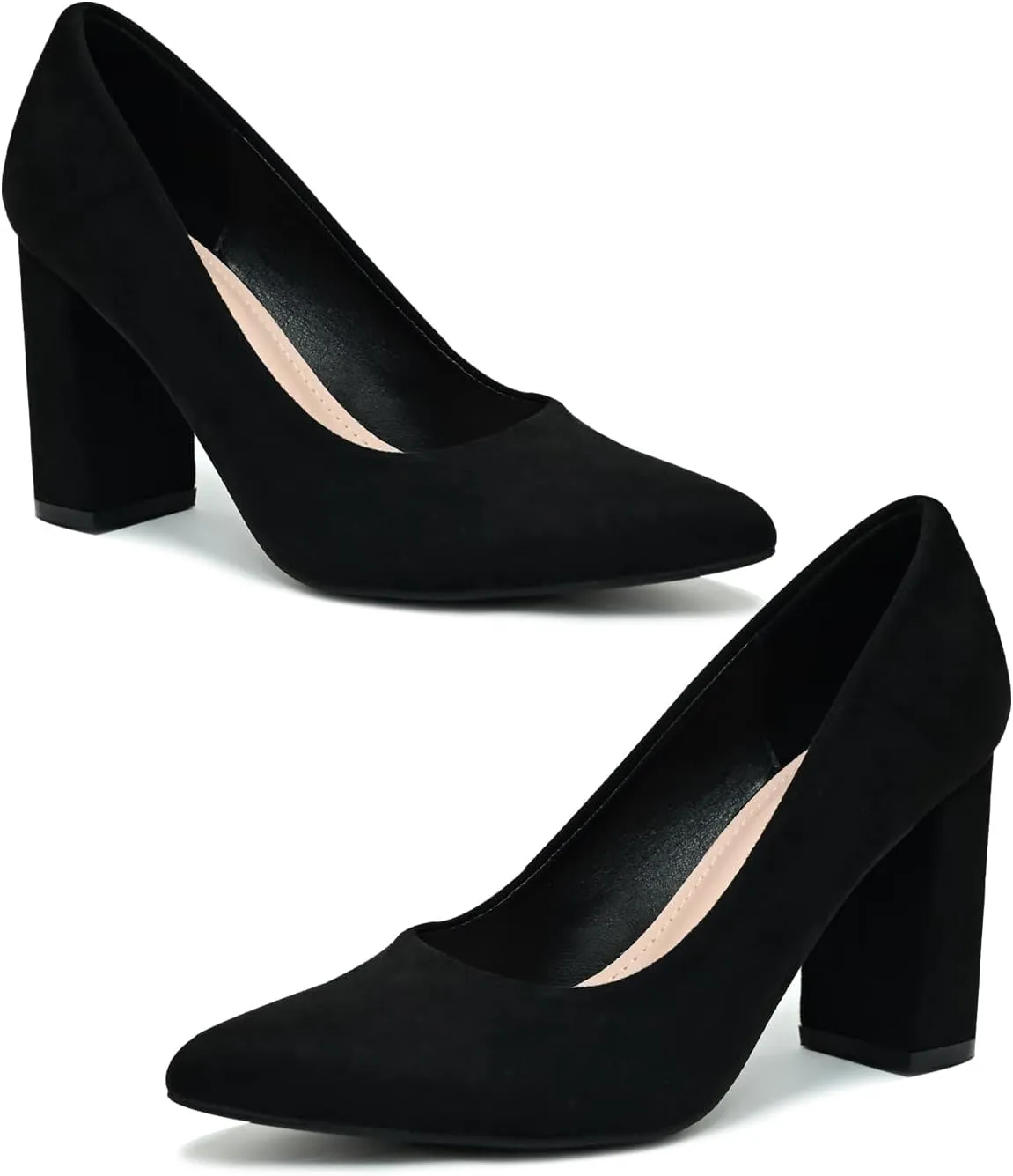Pointed Toe Chunky Heels for Women High Heels Women's Pumps Closed Toe Slip On Comfortable Heels Pumps Shoes Trendy Classic Pumps Dress Shoes for Prom, Work, Wedding Bride Bridesmaid