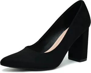 Pointed Toe Chunky Heels for Women High Heels Women's Pumps Closed Toe Slip On Comfortable Heels Pumps Shoes Trendy Classic Pumps Dress Shoes for Prom, Work, Wedding Bride Bridesmaid