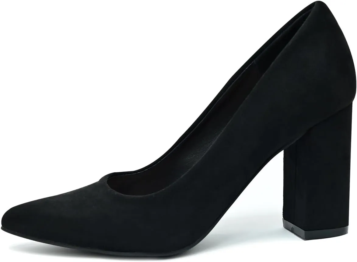 Pointed Toe Chunky Heels for Women High Heels Women's Pumps Closed Toe Slip On Comfortable Heels Pumps Shoes Trendy Classic Pumps Dress Shoes for Prom, Work, Wedding Bride Bridesmaid
