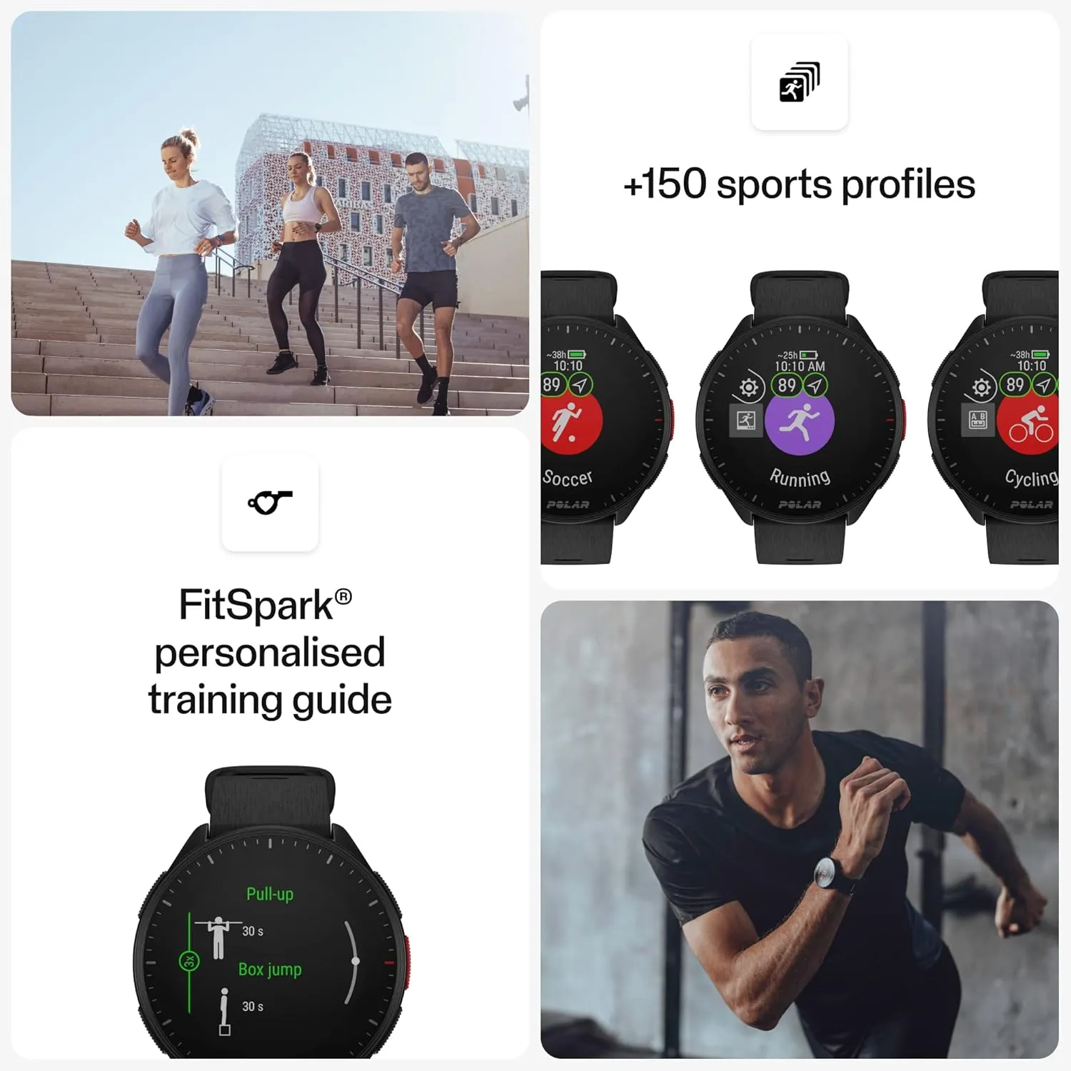 POLAR Pacer Ultra-Light GPS Fitness Tracker Smartwatch for Runners; S-L, for Men or Women, Black