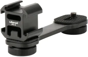 PT-3 Triple Cold Shoe Mount Adapter Aluminium for Gimbal (DJI Osmo Mobile 2/3, Zhiyun, Feiyutech), Camera and Smartphone Vlog Video Microphone Extension Bar,Black