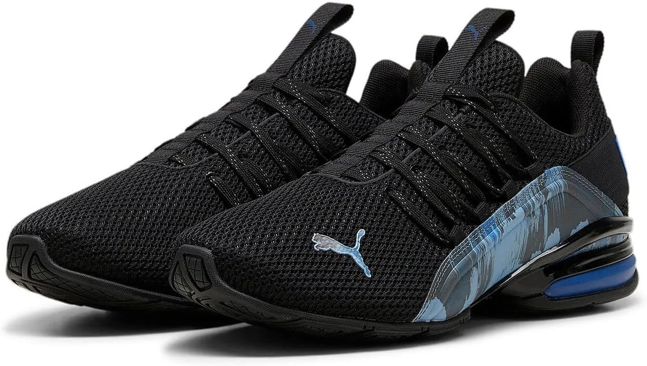 PUMA Men's Axelion Metaspeed Camo Running Shoe,Black/Cobalt Glaze, US 12 M