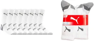 Puma Mens Cool Cell Crew Socks, 8-pack, Sock Size 10-13, Shoe Size 6-12 (White/Gray)